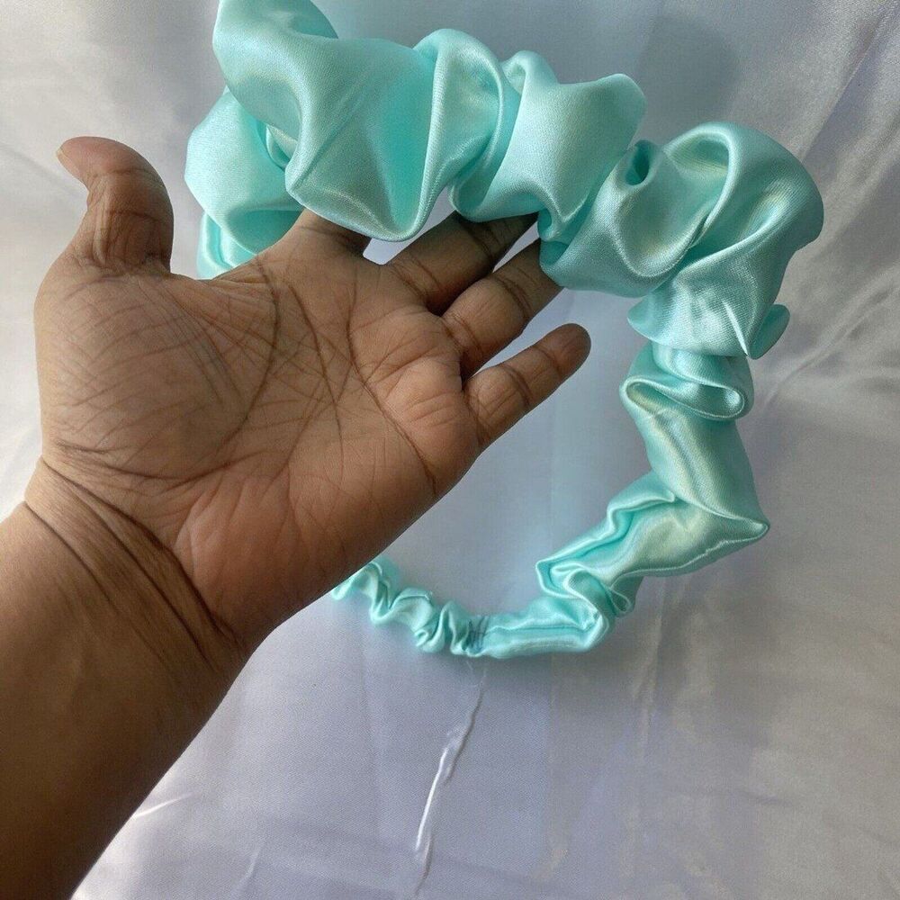 Blue Satin Headband wrap scrunched For Women’s And Girls Pleated design - Picture 8 of 12